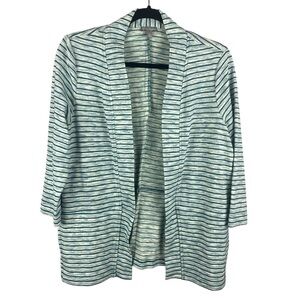 ✨3/$21✨ T by Talbots Striped Open Front Cardigan Sweater Medium Petite Blue